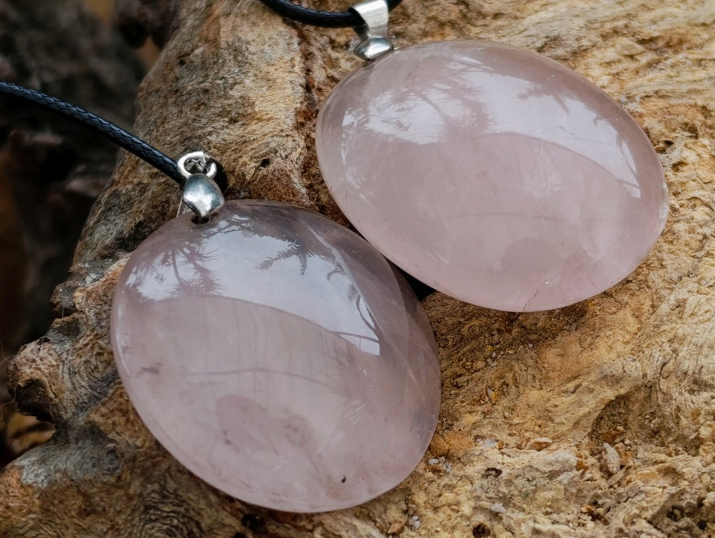 Hand Made Rose Quartz Mixed Shaped Pendants with Black Thong x 12 From Madagascar