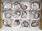 Hand Made Rose Quartz Mixed Shaped Pendants with Black Thong x 12 From Madagascar