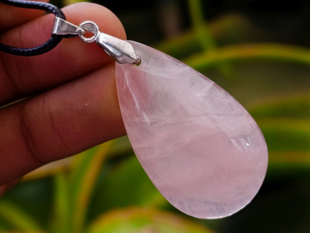 Hand Made Rose Quartz Mixed Shaped Pendants with Black Thong x 12 From Madagascar
