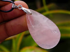 Hand Made Rose Quartz Mixed Shaped Pendants with Black Thong x 12 From Madagascar