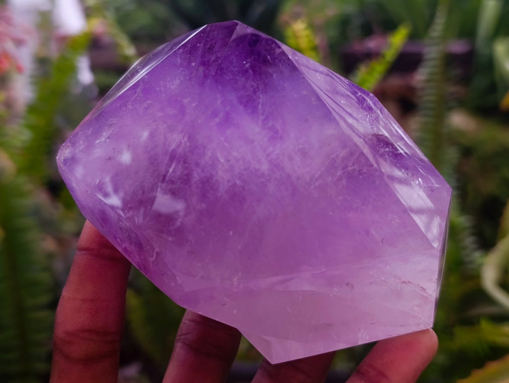 Polished Window Amethyst Crystals x 2 From Akansobe, Madagascar