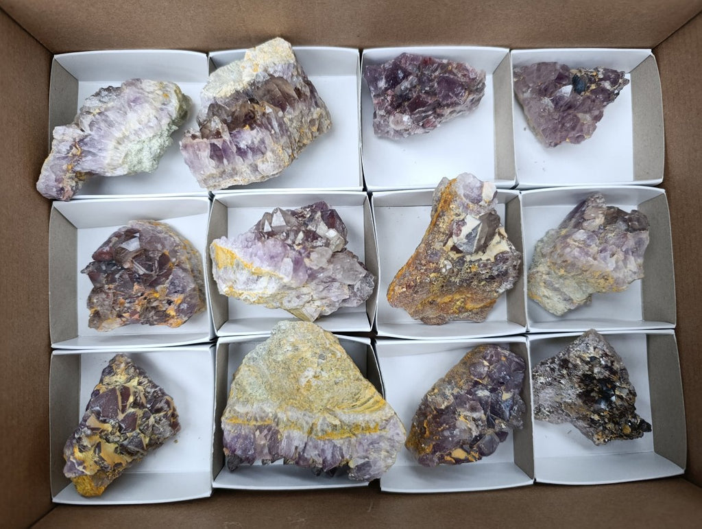 Natural Rare Amethyst Asylum Quartz Clusters x 12 From Luena, Congo