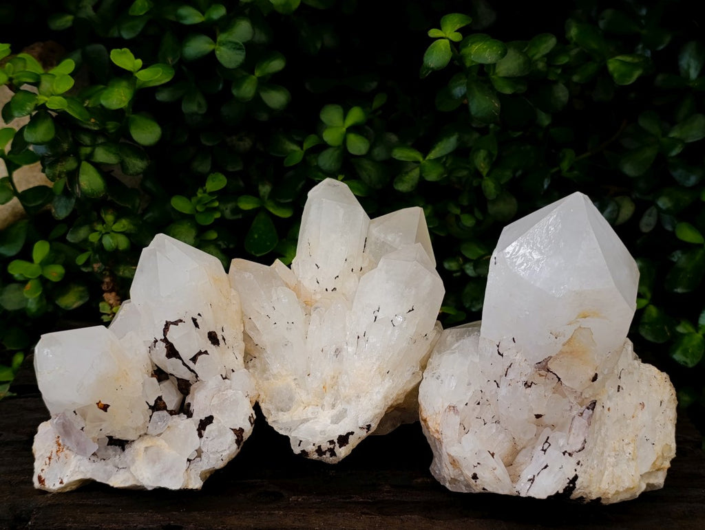 Natural Clear Quartz Crystal Clusters x 3 From Madagascar