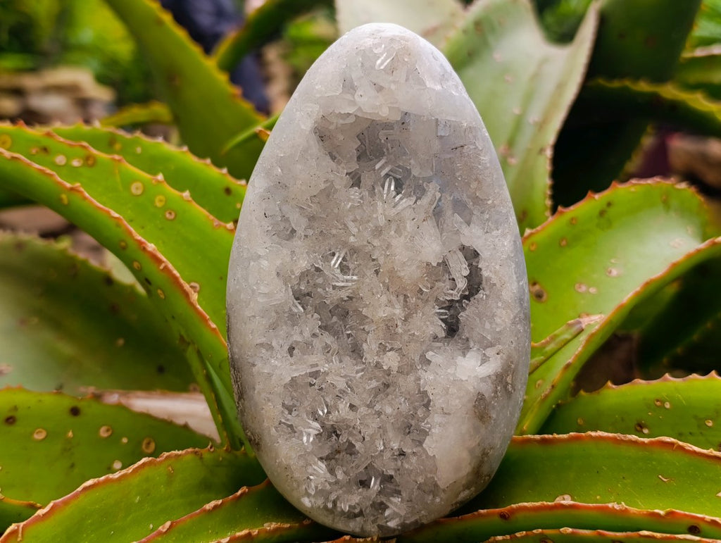 Polished Blue Celestite Geode Egg and Natural Specimen x 2 From Sakoany, Madagascar