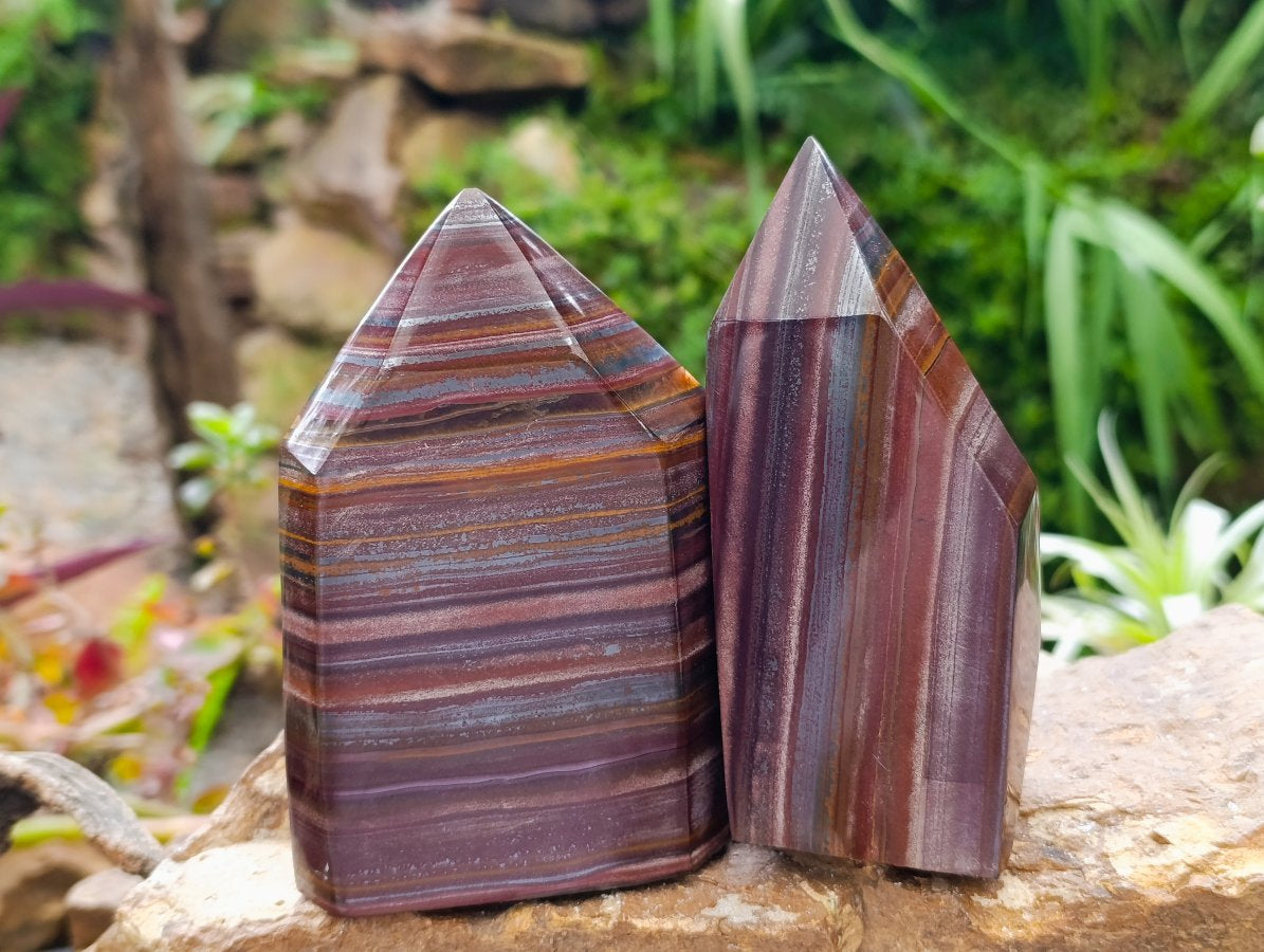 Polished Banded Tiger Iron Display Crystals x 2 From South Africa