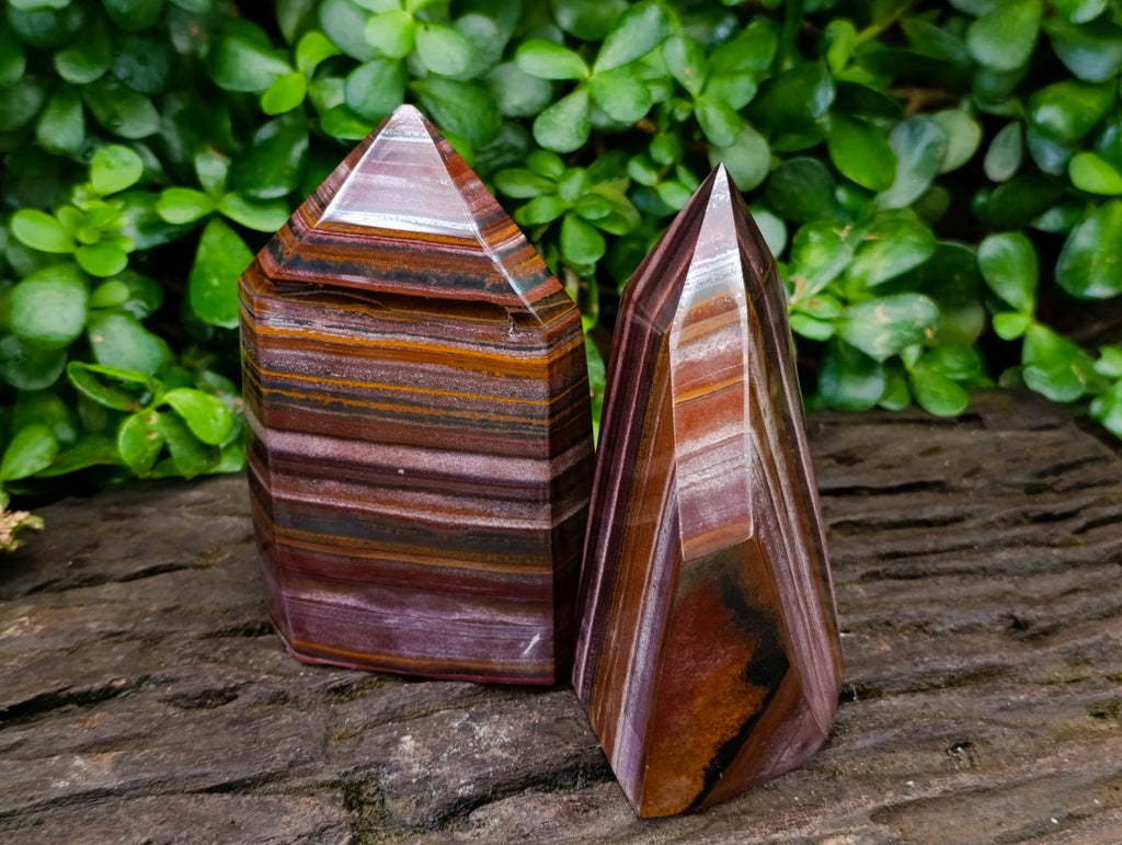 Polished Banded Tiger Iron Display Crystals x 2 From South Africa