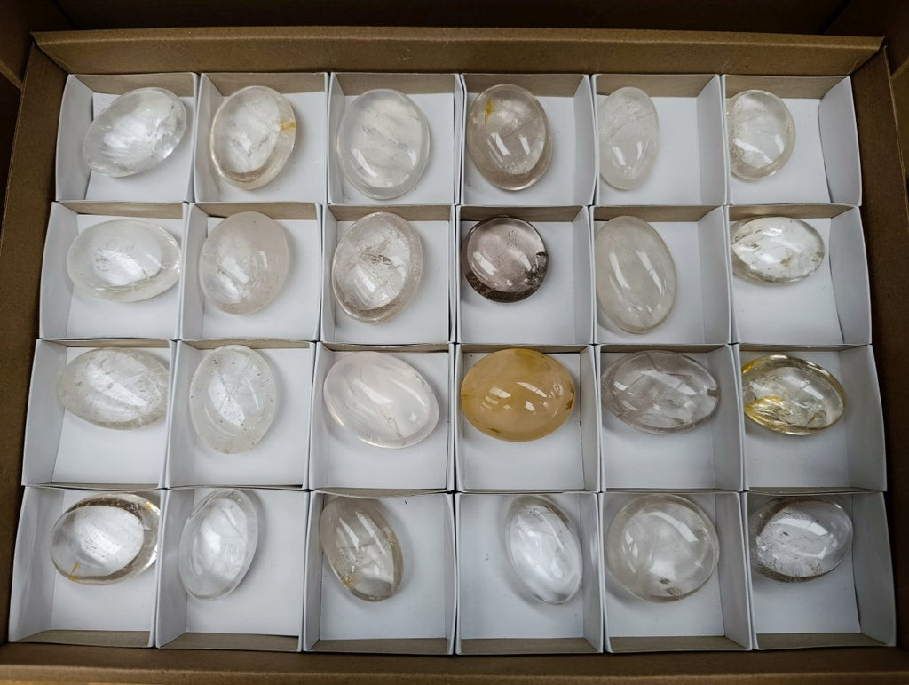 Polished Clear Quartz Crystal Galets x 24 From Madagascar