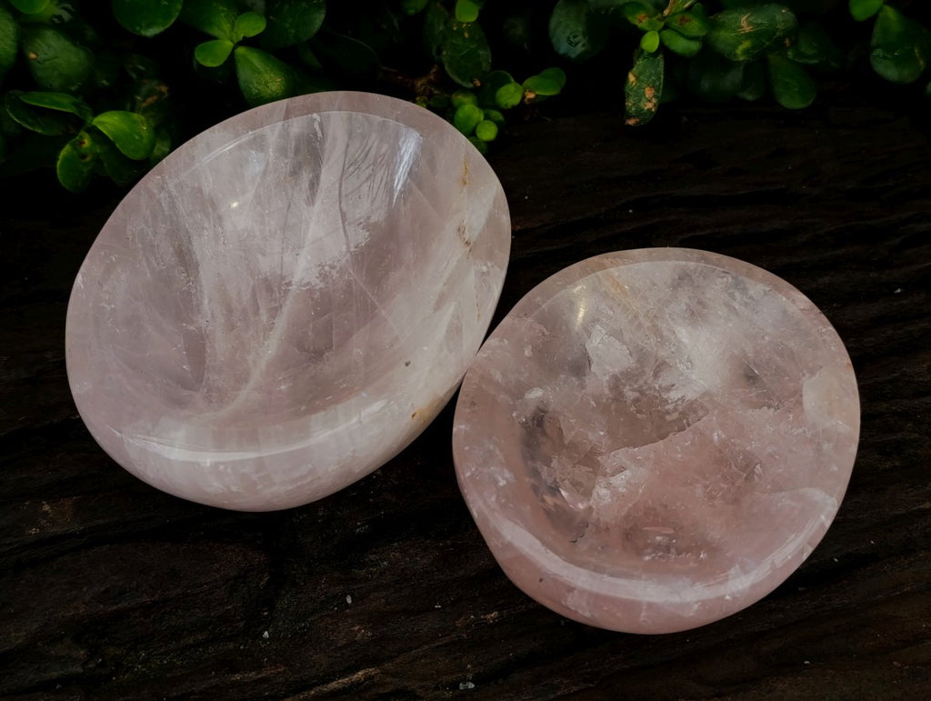 Polished Gemmy Rose Quartz Bowls x 2 From Madagascar