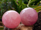 Polished Gemmy Star Rose Quartz Spheres x 2 From Madagascar