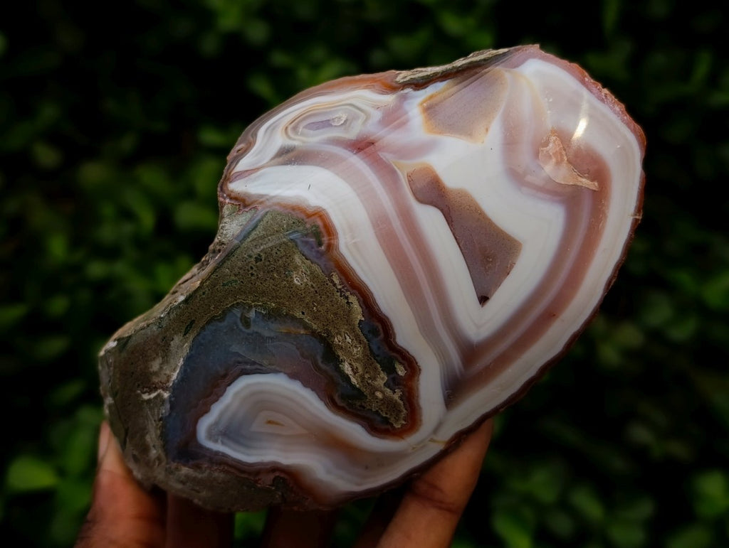 Polished One Side Red Shashe River Agate Nodules x 4 From Shashe River, Zimbabwe