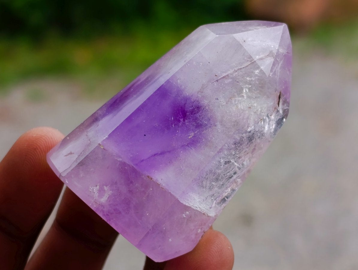 Polished Window Amethyst Crystals x 12 From Akansobe, Madagascar