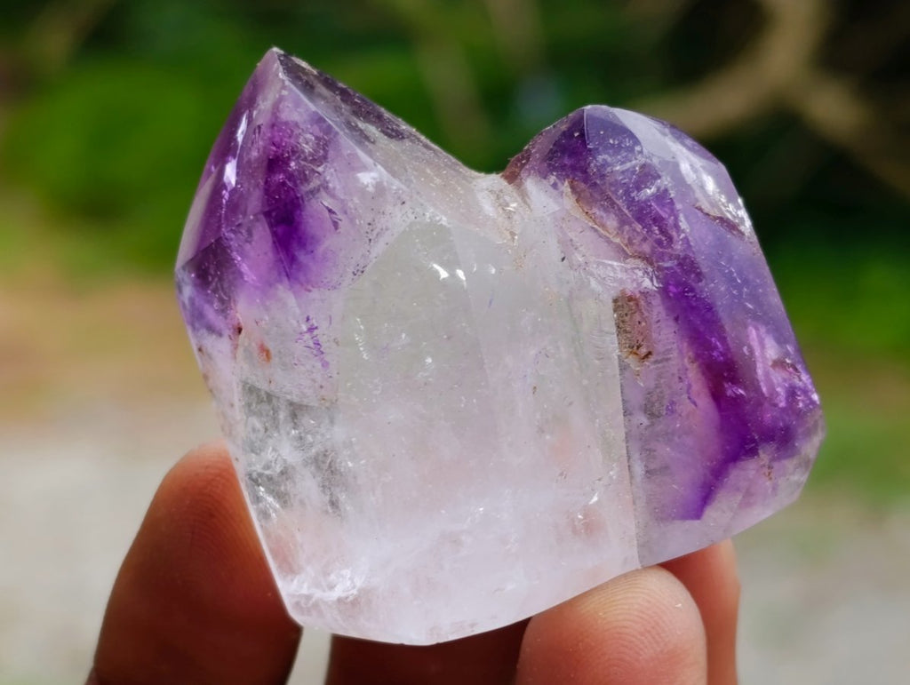 Polished Window Amethyst Crystals x 12 From Akansobe, Madagascar