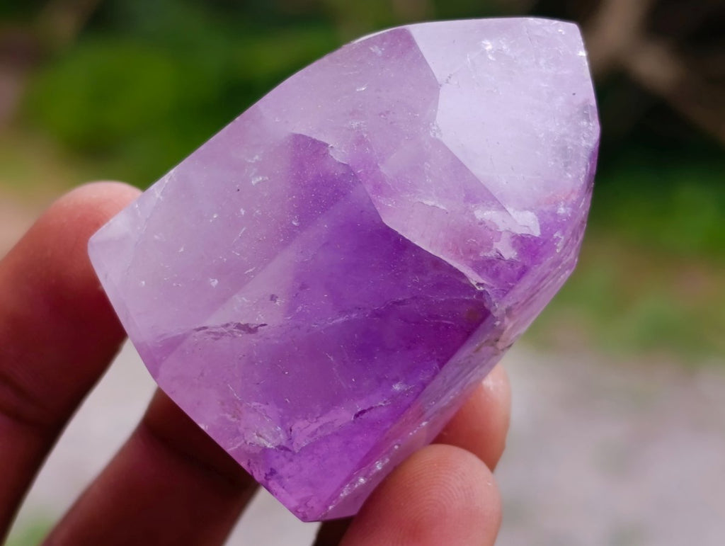 Polished Window Amethyst Crystals x 12 From Akansobe, Madagascar