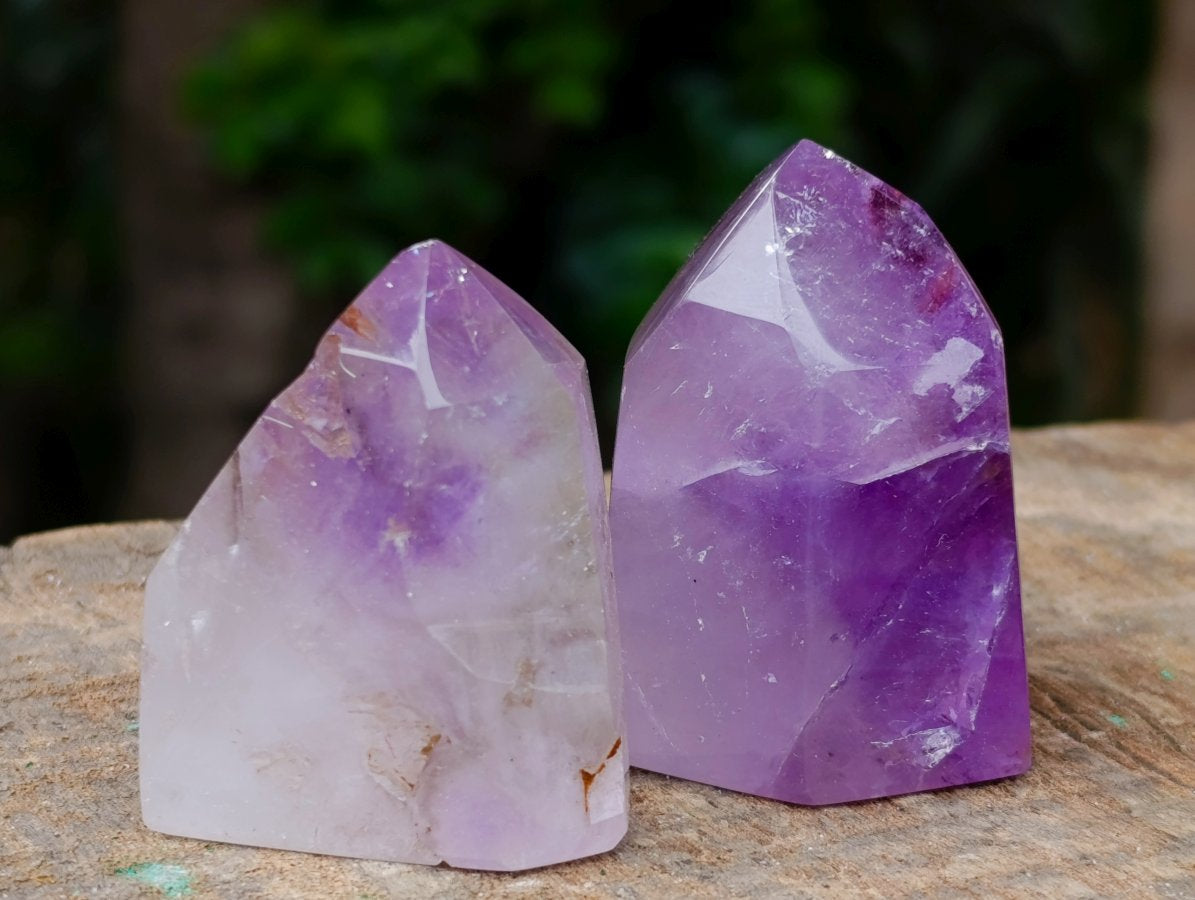 Polished Window Amethyst Crystals x 12 From Akansobe, Madagascar