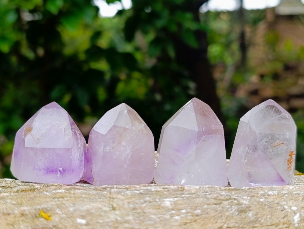Polished Window Amethyst Crystals x 12 From Akansobe, Madagascar