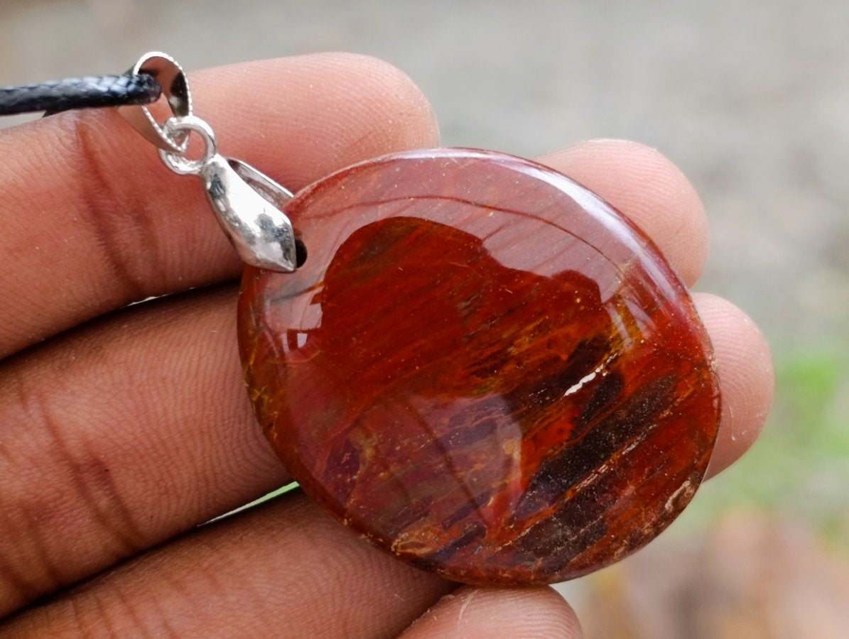 Hand Made Red Podocarpus Petrified Wood Mixed Shaped Pendants x 12 From Madagascar