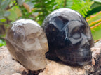 Hand Made Smokey Window Quartz Skull Carvings x 3 From Madagascar