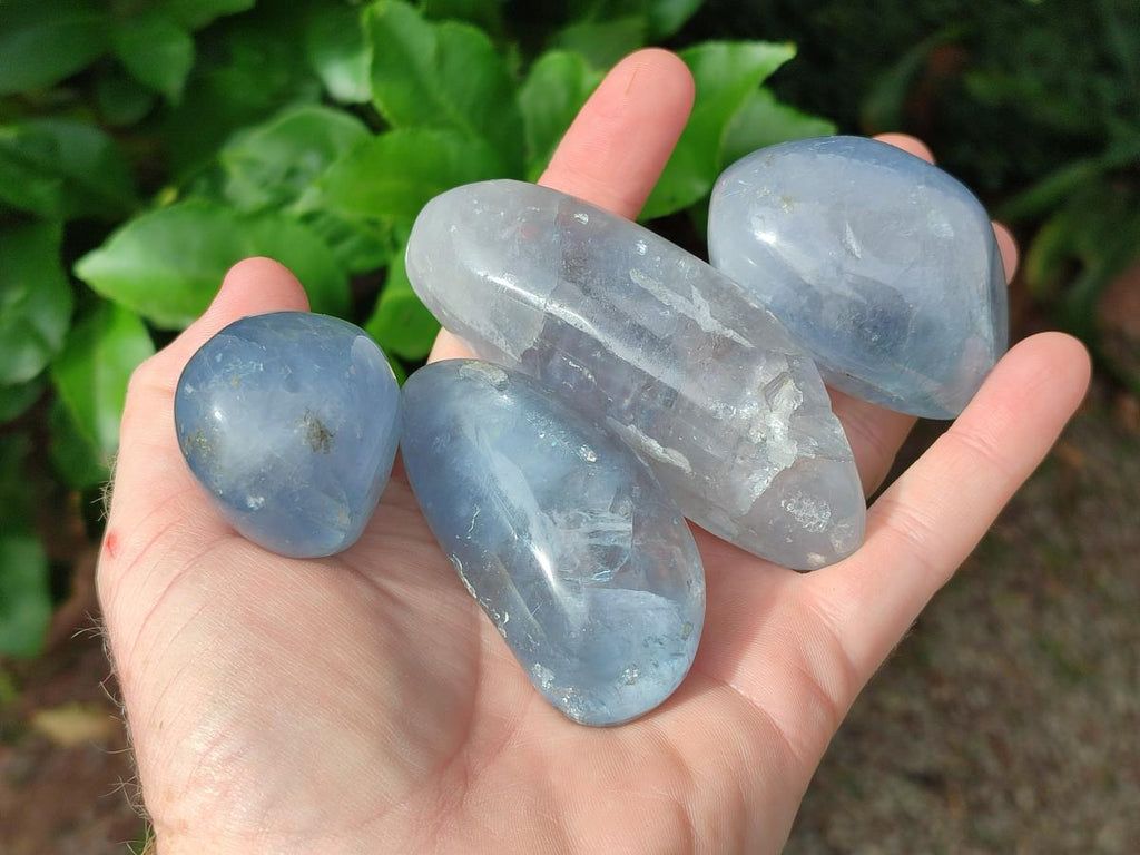 Polished Rare Blue Celestite Free Form Crystals x 12 From Sakoany, Madagascar