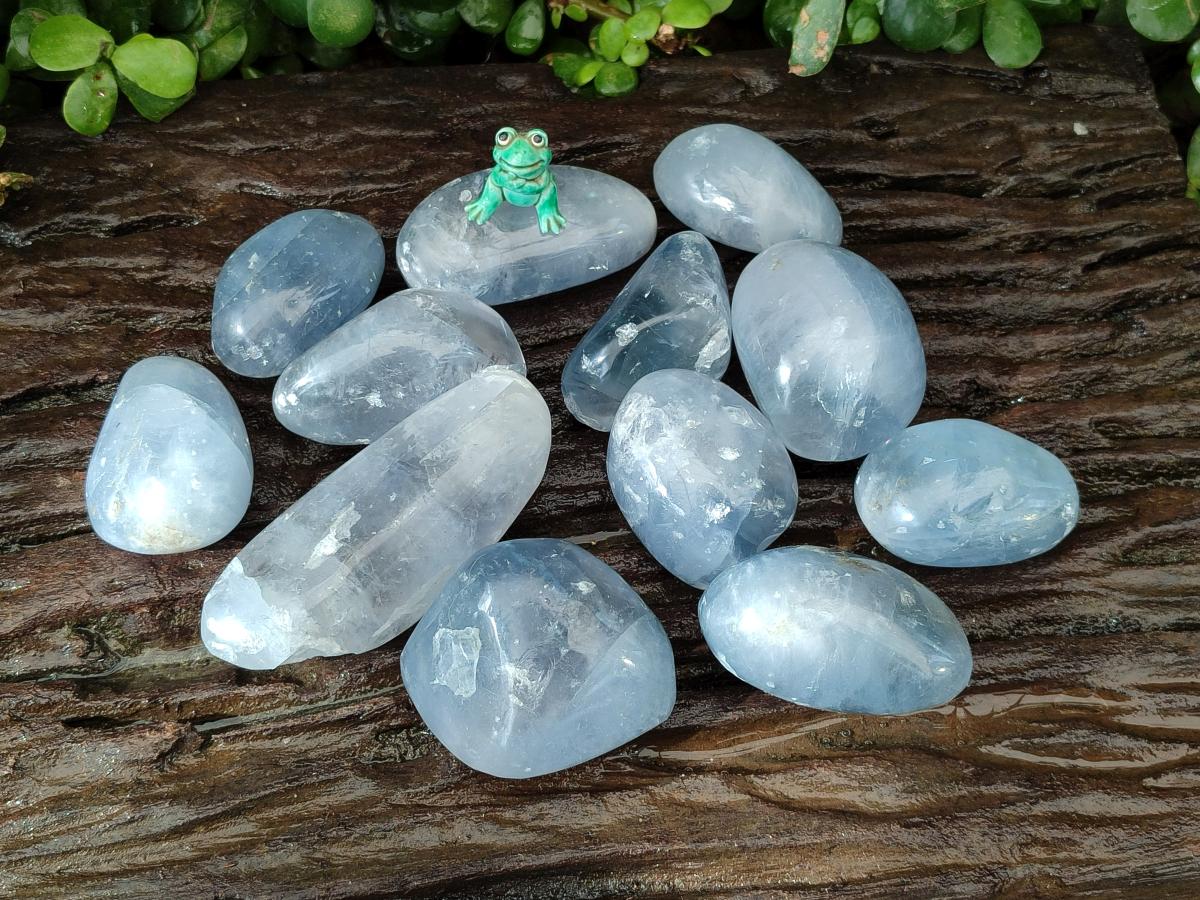Polished Rare Blue Celestite Free Form Crystals x 12 From Sakoany, Madagascar