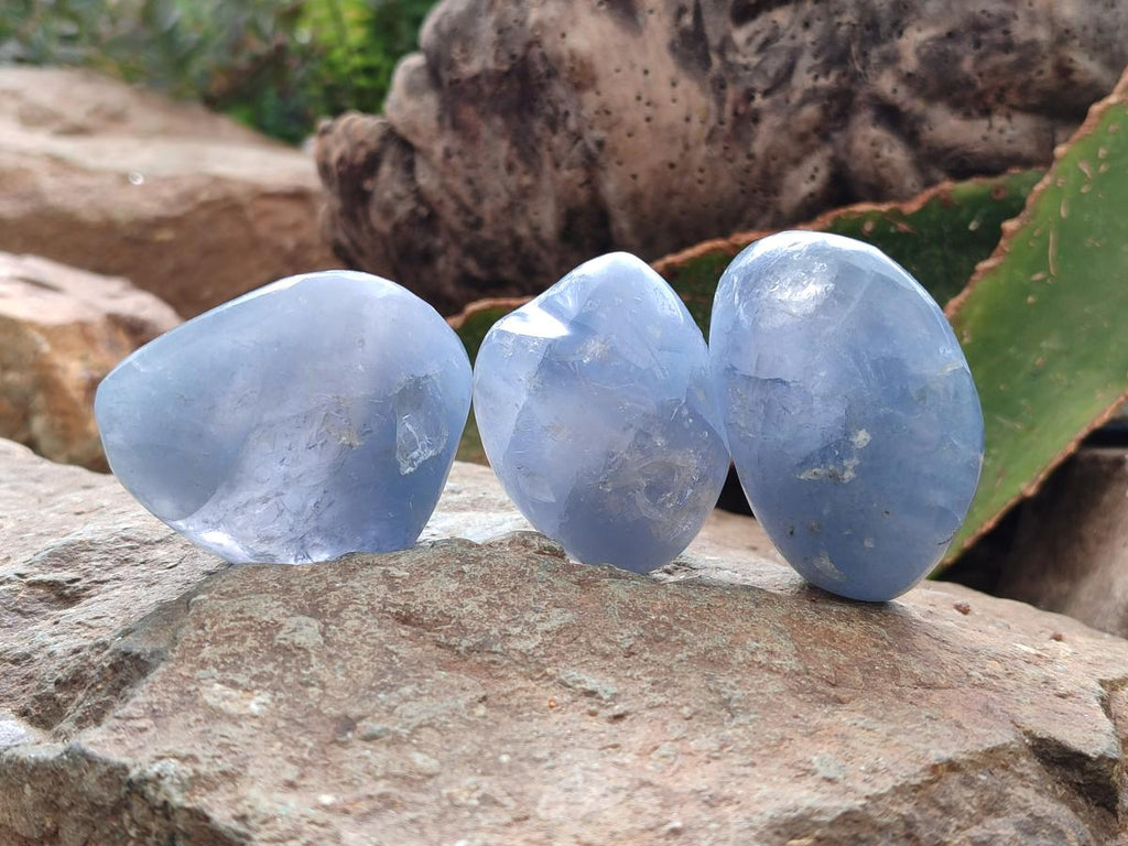 Polished Rare Blue Celestite Free Form Crystals x 12 From Sakoany, Madagascar