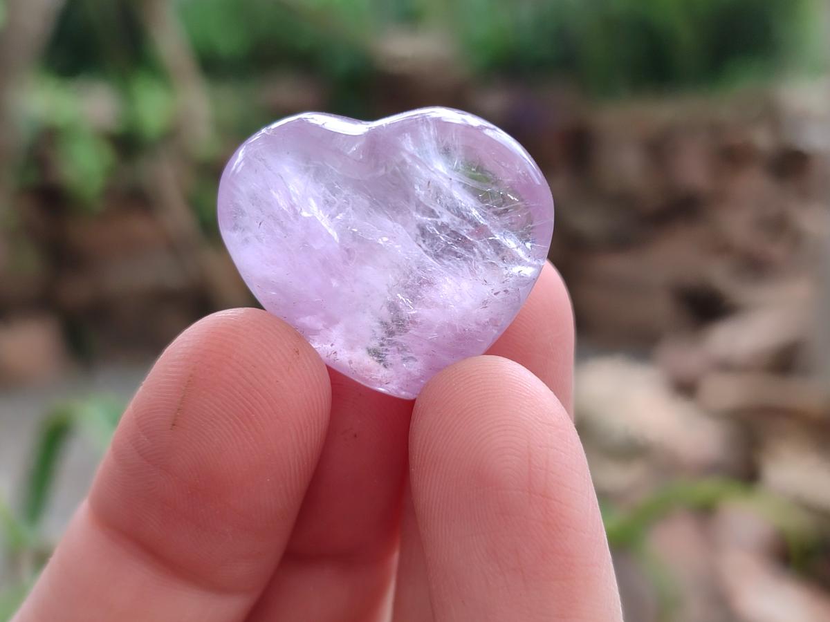 Polished Mini Window Amethyst Hearts x 25 From Akansobe, Madagascar