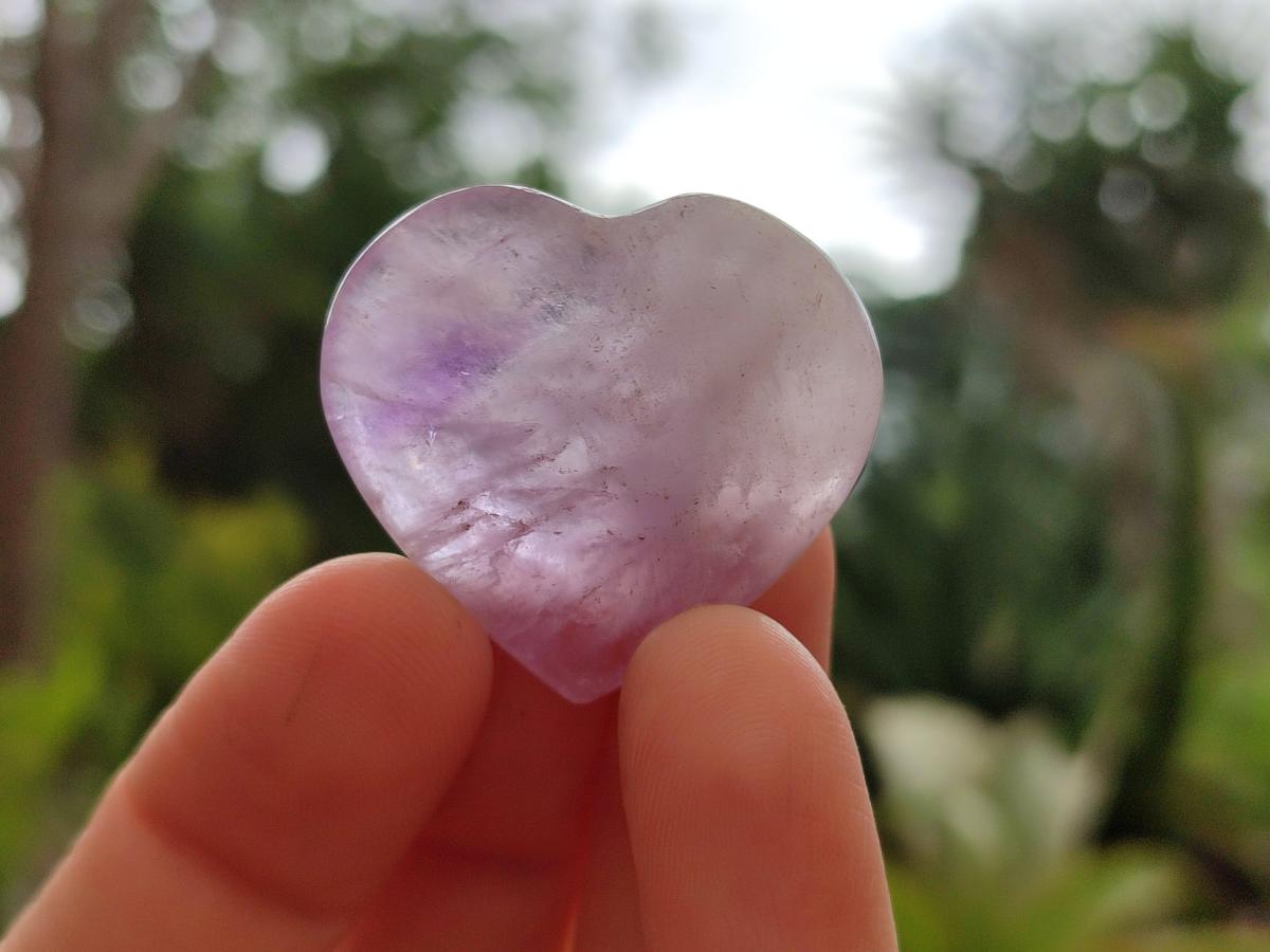 Polished Mini Window Amethyst Hearts x 25 From Akansobe, Madagascar