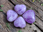 Polished Mini Window Amethyst Hearts x 25 From Akansobe, Madagascar