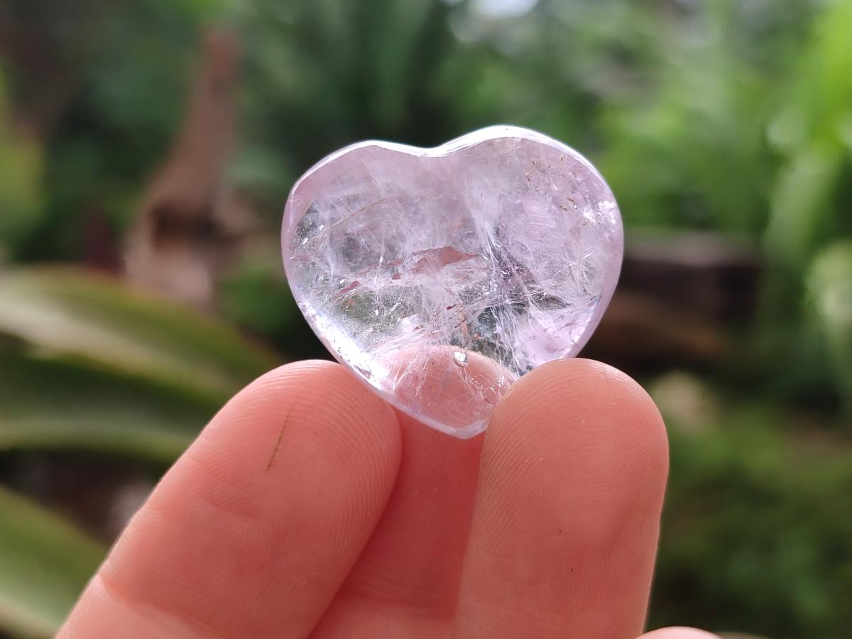 Polished Mini Window Amethyst Hearts x 25 From Akansobe, Madagascar