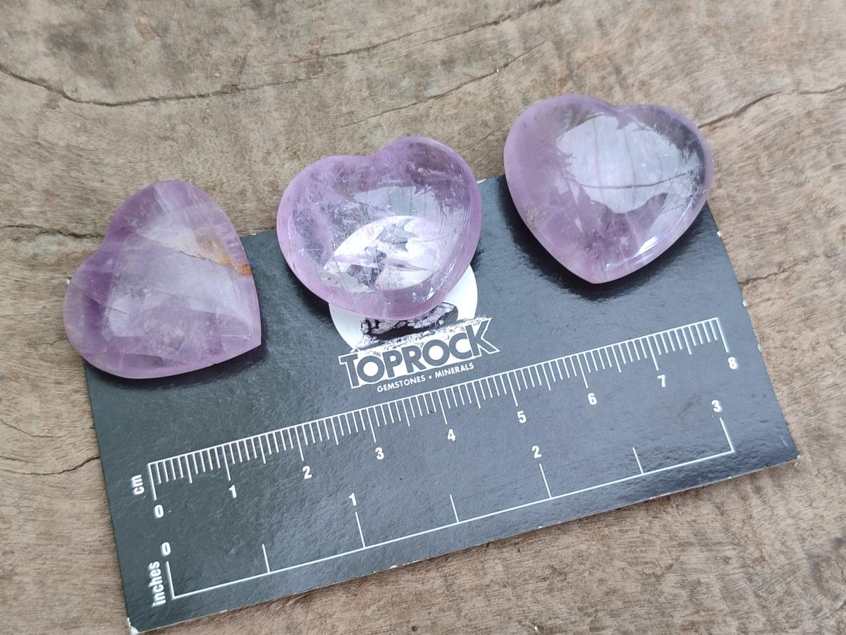 Polished Mini Window Amethyst Hearts x 25 From Akansobe, Madagascar
