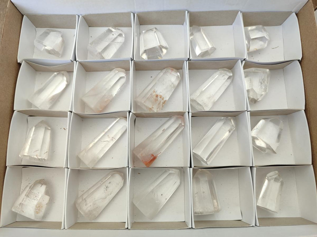 Polished Clear and Optic Quartz Crystals x 20 From Madagascar