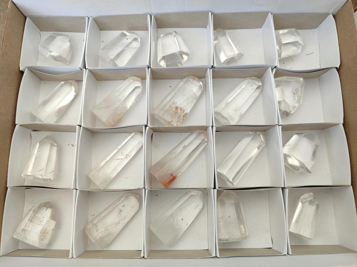 Polished Clear and Optic Quartz Crystals x 20 From Madagascar