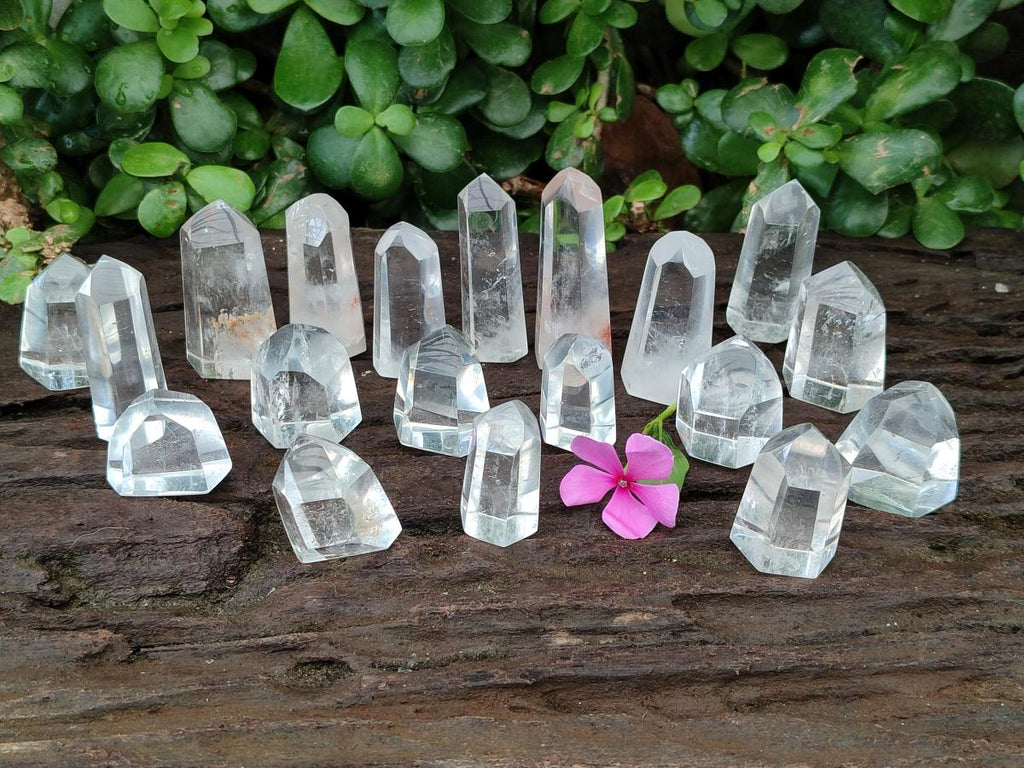 Polished Clear and Optic Quartz Crystals x 20 From Madagascar