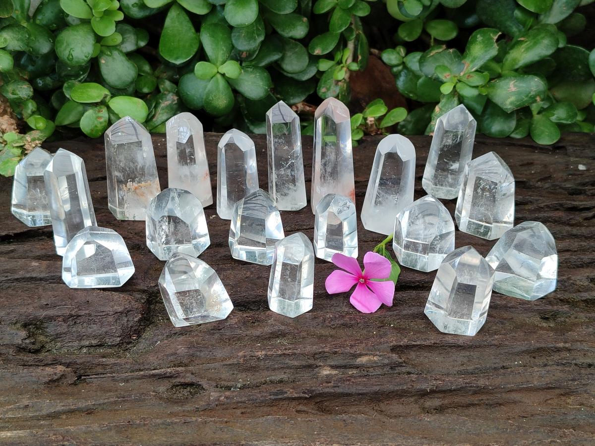 Polished Clear and Optic Quartz Crystals x 20 From Madagascar