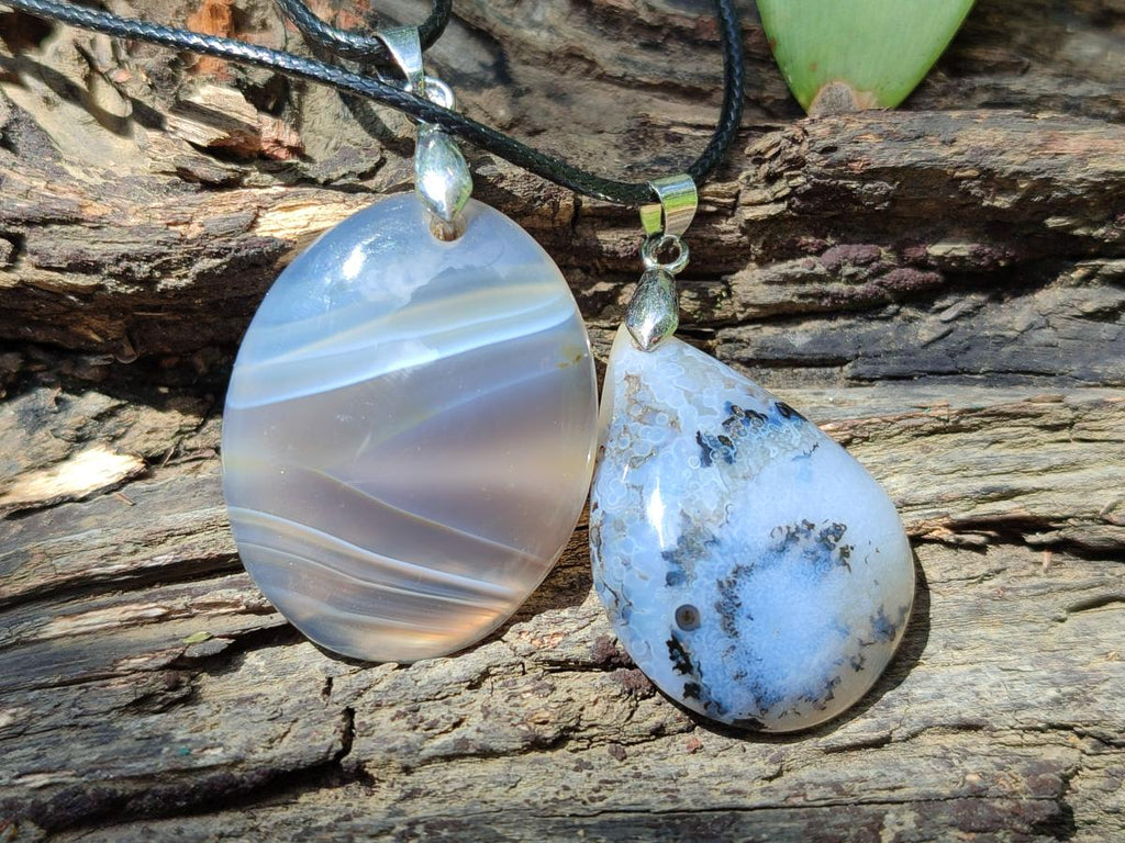 Hand Made Dendritic Agate Mixed Shaped Pendants x 12 From Madagascar