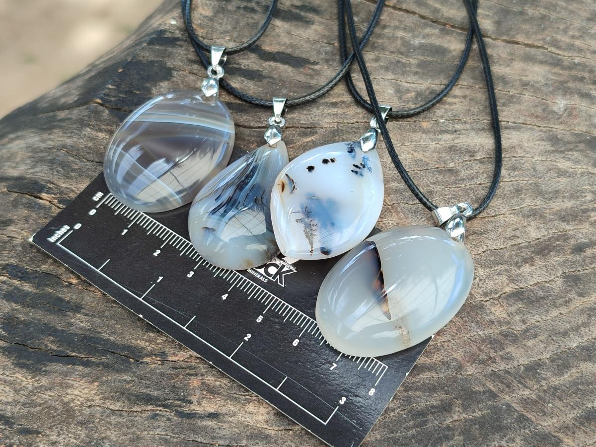 Hand Made Dendritic Agate Mixed Shaped Pendants x 12 From Madagascar