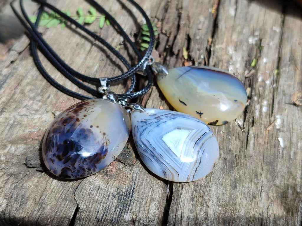 Hand Made Dendritic Agate Mixed Shaped Pendants x 12 From Madagascar