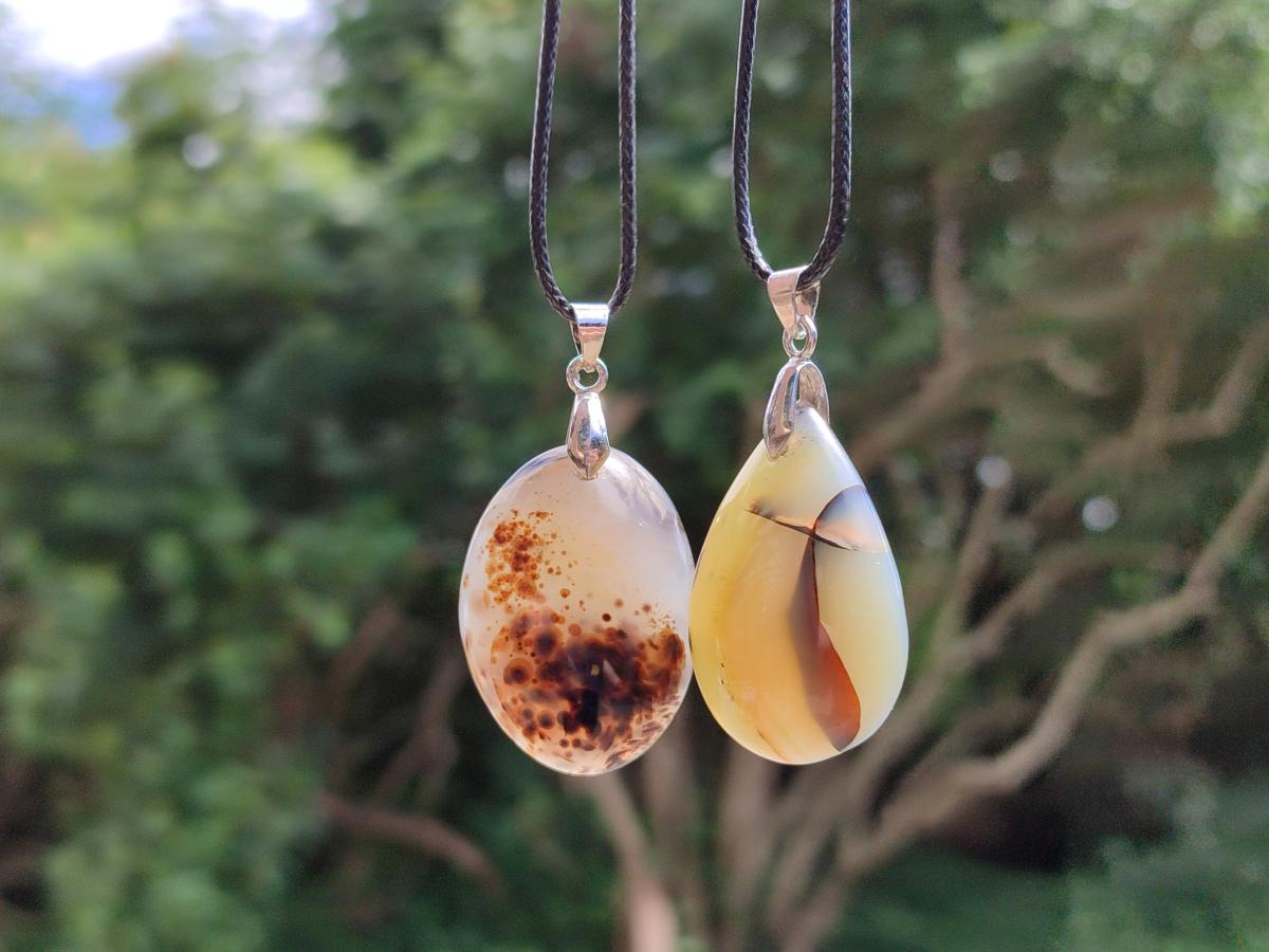 Hand Made Dendritic Agate Mixed Shaped Pendants x 12 From Madagascar