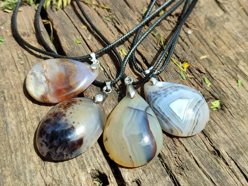 Hand Made Dendritic Agate Mixed Shaped Pendants x 12 From Madagascar