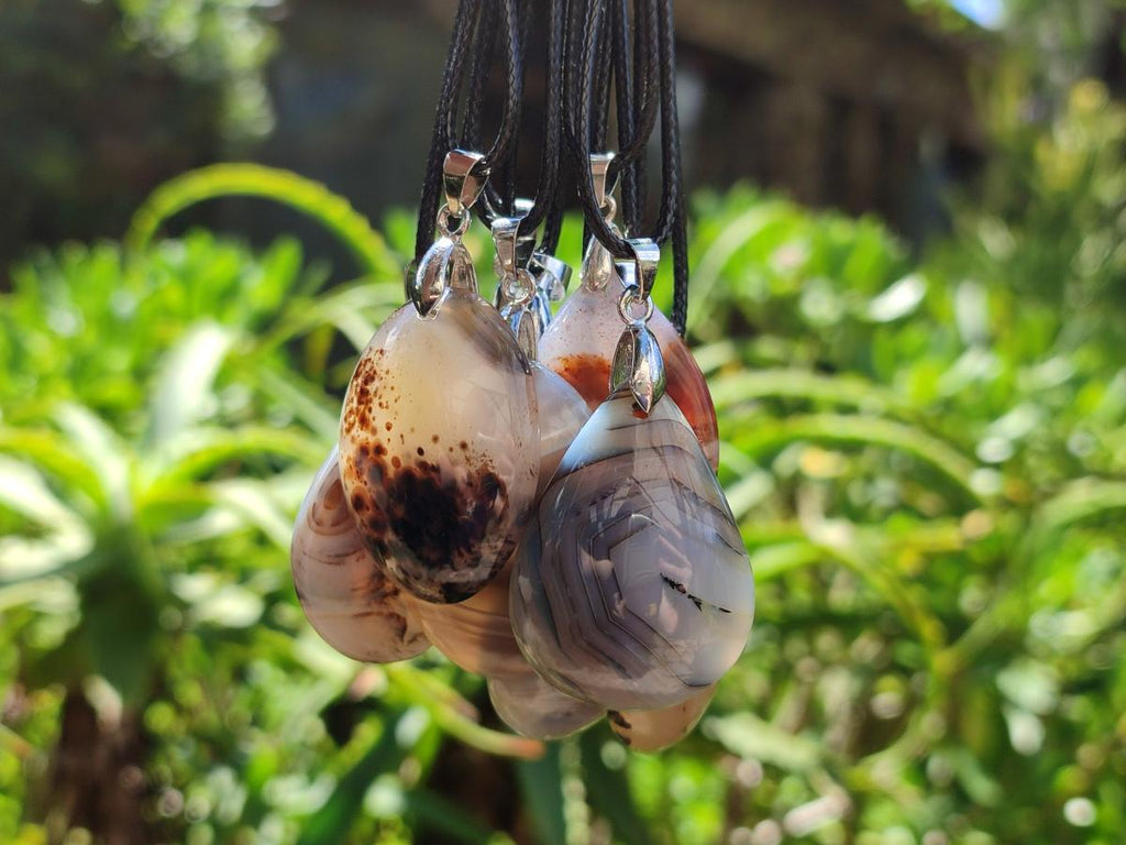 Hand Made Dendritic Agate Mixed Shaped Pendants x 12 From Madagascar