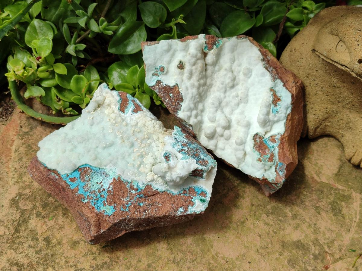 Natural Rare White Hemimorphite with Chrysocolla x 2 From Lupoto Mine, Congo