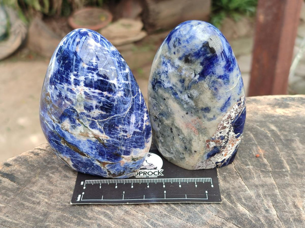 Polished Sodalite Standing Free Forms x 3 From Kunene River, Namibia