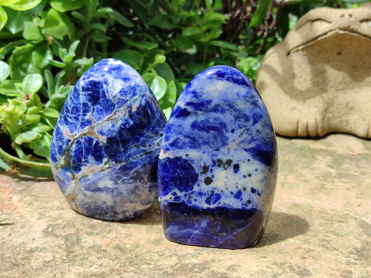 Polished Sodalite Standing Free Forms x 3 From Kunene River, Namibia