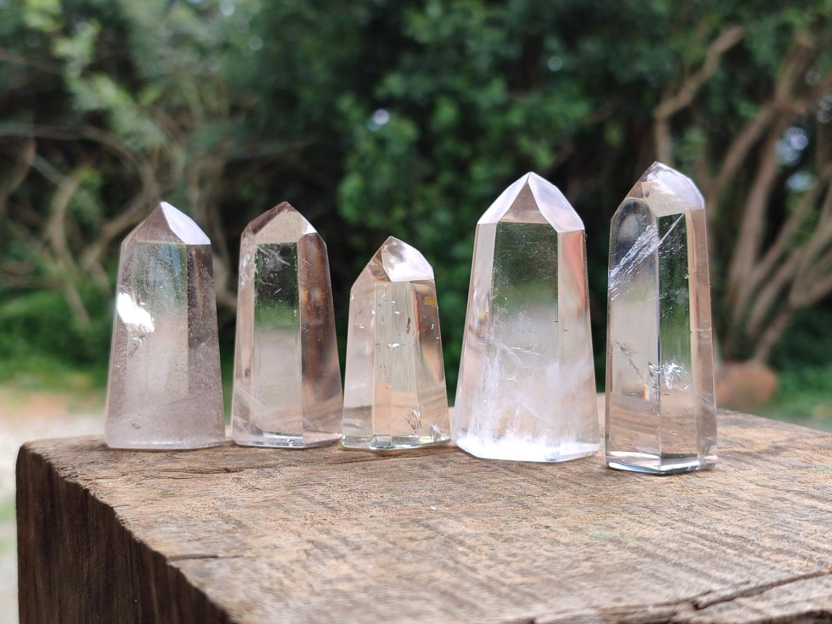 Polished Mix of Smokey Phantom Quartz Crystals x 12 From Madagascar