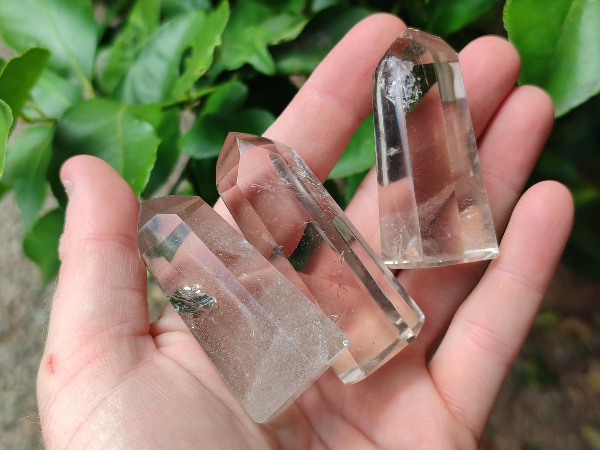 Polished Mix of Smokey Phantom Quartz Crystals x 12 From Madagascar