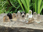 Polished Mix of Smokey Phantom Quartz Crystals x 12 From Madagascar