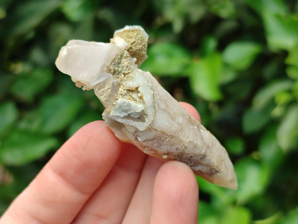 Natural Drusy Quartz Coated Spearhead Calcite Crystals x 20 From Albert's Mountain, Lesotho