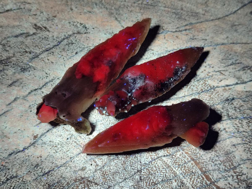 Natural Drusy Quartz Coated Spearhead Calcite Crystals x 20 From Albert's Mountain, Lesotho