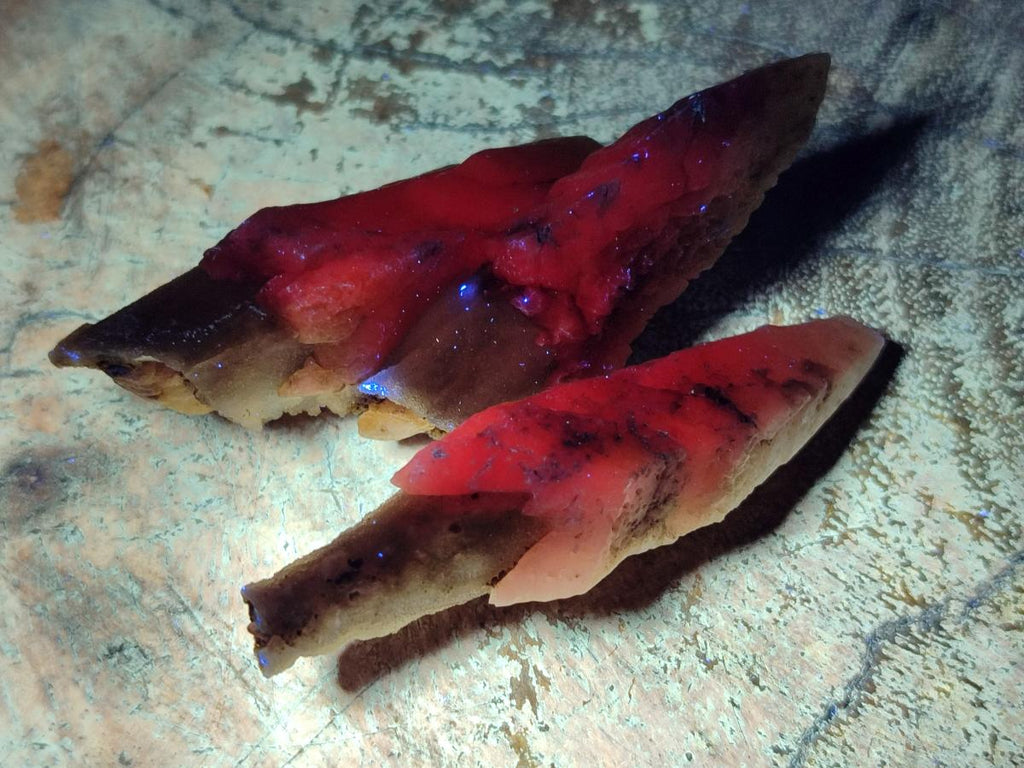 Natural Drusy Quartz Coated Spearhead Calcite Crystals x 20 From Albert's Mountain, Lesotho