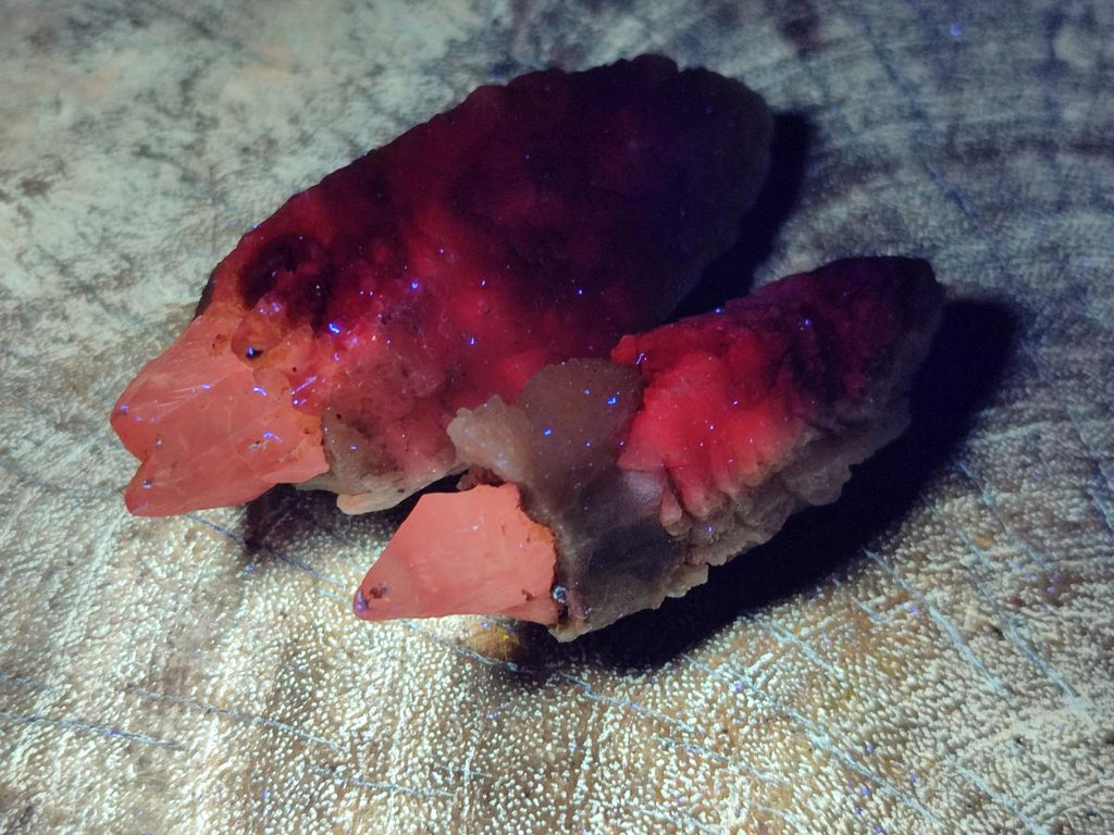 Natural Drusy Quartz Coated Spearhead Calcite Crystals x 20 From Albert's Mountain, Lesotho