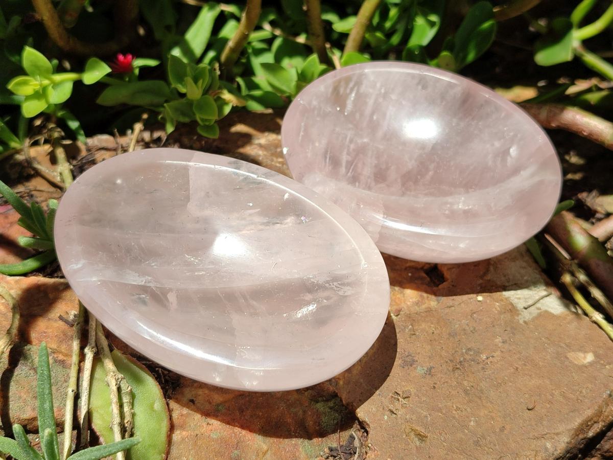 Polished Gemmy Rose Quartz Bowls x 6 From Madagascar